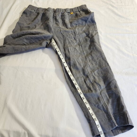 Ellen Tracy Women SZ L 100% Linen Elastic Waist Crop Pull On Cargo Pocket Pants - Picture 13 of 14